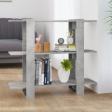 VidaXL Bibliotecă/Separator cameră, gri beton, 100x30x87 cm