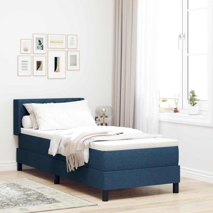 vidaXL Pat boxspring cu saltea cu saltea albastru 80 x 200 cm 3341138