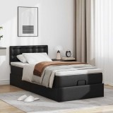 Gossi cadru de pat otoman saltea neagra 100x200cm piele artificiala