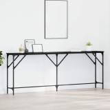 Masă Consolă Negru Stejar 200x29x75 cm Lemn Prelucrat