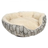 Pat Dreptunghiular C&acirc;ine, Model Cuib, Imitatie de Blana, Culoare Bej și Gri, Dimensiuni 100x88x20cm, Poliester, Baza Antiderapanta, Oem