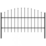 VidaXL Gard de grădină cu v&acirc;rf suliță, negru, (0,75-1) x 1,7 m, oțel