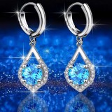 Cumpara ieftin Cercei din Argint 925 cu Topaz Albastru și &Icirc;nchizătoare Huggie Arg114X, Argintboutique