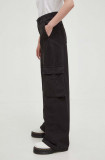 Cumpara ieftin Levi&#039;s pantaloni de bumbac BAGGY CARGO culoarea negru, drept, medium waist