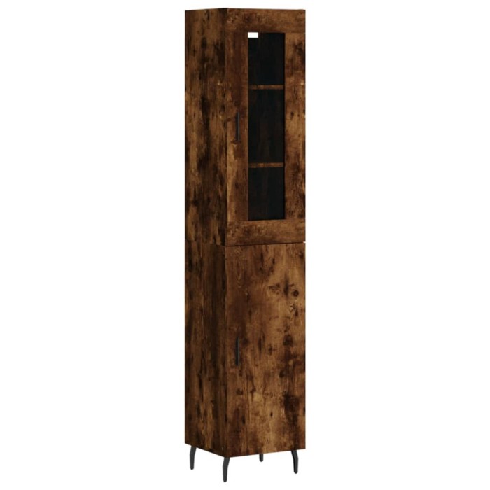 Dulap inalt, stejar fumuriu, 34,5x34x180 cm, lemn prelucrat