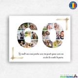 Tablou Canvas Personalizat 60 Ani cu Poze si Text, Decoratiune Casa, Agatatoare Inclusa, Imprimare Non-Toxica