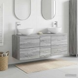 Cumpara ieftin Set dulap baie 3 buc. Sonoma gri 129 x 41 x 80 cm