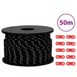 vidaXL Funie pentru cort cu benzi reflectorizante și chei, 50 m, 5 mm