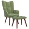 Gossi scaun de relaxare cu taburet, verde deschis, catifea
