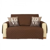 Husa Canapea 3 Locuri Reversibila Maro/Bej 180x210 cm Matlasata Poliester