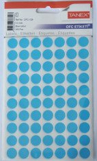 Etichete Autoadezive Color, D13 Mm, 350 Buc/set, Tanex - Albastru foto