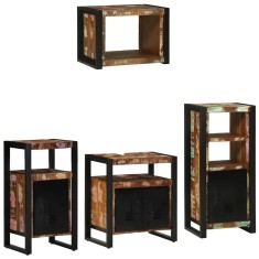 vidaXL Set de mobilier pentru baie cu raft 4 pcs Lemn recuperat solid 3305675