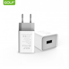 Alimentator Incarcator retea 230V la 1x QC USB 3A Fast Charge Alb GF-U206Q blister Golf