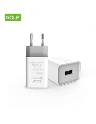 Alimentator Incarcator retea 230V la 1x QC USB 3A Fast Charge Alb GF-U206Q blister Golf foto