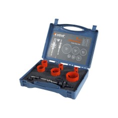 EXTOL PREMIUM set carote, HSS Bi-metal, 9 buc., (19-22-29-38-44-57mm) plastic, lemn, gips-carton, aluminiu, cupru, fier, o?el, inox foto
