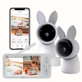 Monitor pentru bebeluși Arenti AInanny 2K UHD Video cu rotatie și &icirc;nclinare, cu două camere de supraveghere și ecran LCD de 5 inch