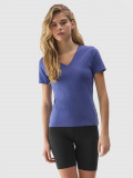 Tricou unicolor cu bumbac organic pentru femei - bleumarin, 4F Sportswear