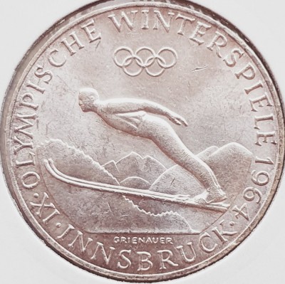 409 Austria 50 Schilling 1964 Winter Olympics Innsbruck km 2896 argint foto