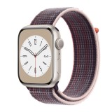 Cumpara ieftin Curea textila sport loop marca THD pentru Apple Watch 45 mm seria 8, marime universala, roz soc