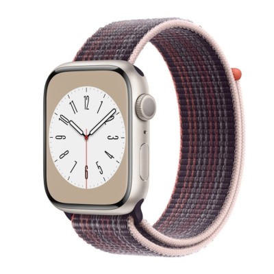 Curea textila sport loop marca THD pentru Apple Watch 45 mm seria 8, marime universala, roz soc foto