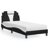 VidaXL Pat cu saltea, negru și alb, 80x200 cm, piele ecologică