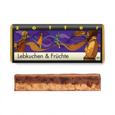 Bio & Fair ciocolata cu lapte si fructe Lebkuchen & Fruchte, 70g Zotter