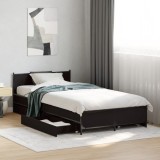 VidaXL Cadru de pat cu sertare, negru, 75x190 cm, lemn prelucrat