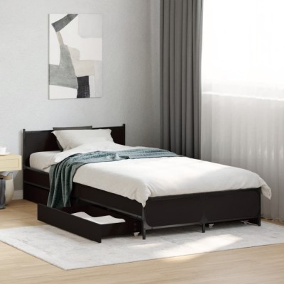 vidaXL Cadru de pat cu sertare, negru, 75x190 cm, lemn prelucrat 3279972 foto