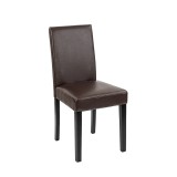 Scaun Sufragerie Kelly, Piele Ecologica Maro, Lemn,  120kg, Ergonomic,  Living Bucatarie, Set 2 buc