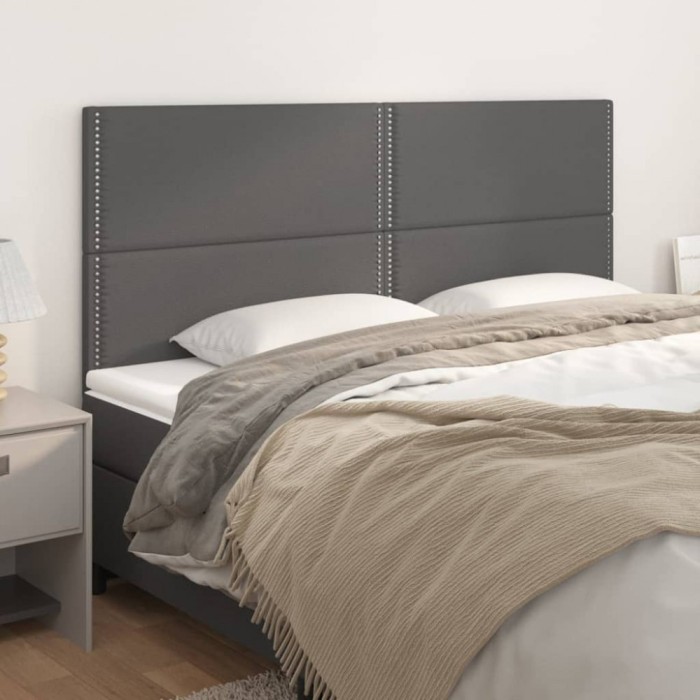 vidaXL Tăblii de pat, 4 buc, gri, 100x5x78/88 cm, piele ecologică 3116304