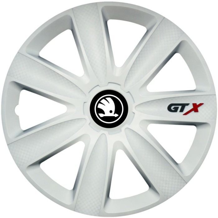 Set 4 Capace Roti GTX Alb R15, Compatibil Cu Skoda Nou