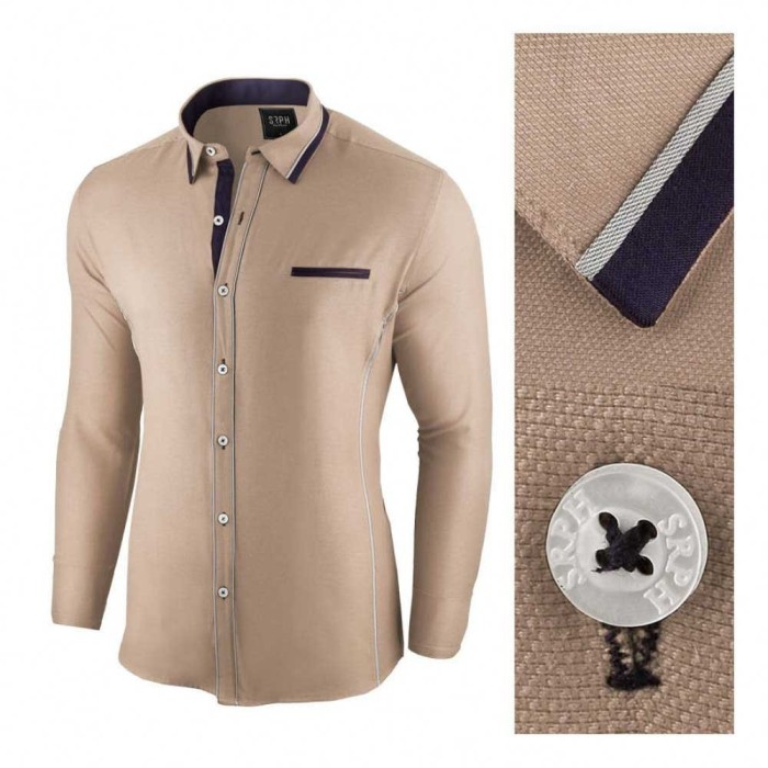 Camasa pentru barbati, bej, slim fit - Allee de Longchamp Camasa pentru barbati, bej, slim fit - Allee de Longchamp