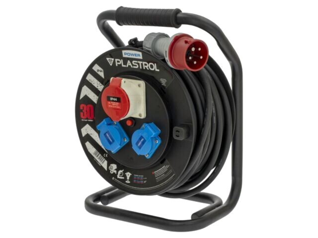 Prelungitor alimentare 5x1,5mm2 30m 16A 3 prize gumă negru PLASTROL