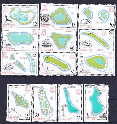 DB1 Kiribati Harti Insule 1985 - 86 - 87 Pasari Fauna Marina Corabii 13 v. MNH foto