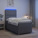 Cumpara ieftin Pat cu arcuri LED si saltea Gri deschis 90 x 190 cm Tesatura