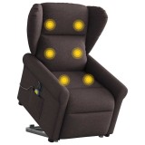 vidaXL Fotoliu electric masaj rabatabil cu ridicare maro &icirc;nchis textil