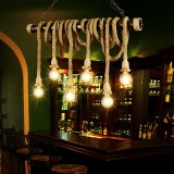Lustra Vintage cu Franghie PEDRO, 6 x E27 Lemn Inchis ModernLight Concept