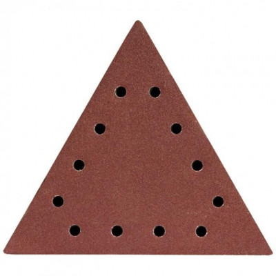 Abrazive/smirghel triunghiular pentru slefuitor perete, cu scai, gauri, P120, set 5 buc, 285 mm, Dedra foto