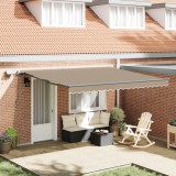Marchiza Manuala Retractabila vidaXL LED Bej 400x300 cm Copertina Gradina
