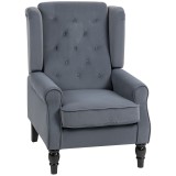 HOMCOM Fotoliu elegant cu urechi, gros căptușit, husă detașabilă, 74 x 86 x 102 cm, Gri | Aosom Romania