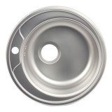 Cumpara ieftin Chiuveta bucatarie rotunda, Diametru 48 cm, Inox, Finisaj anticalcar, Pentru blat, ZLN-6300