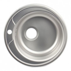 Chiuveta bucatarie rotunda, Diametru 48 cm, Inox, Finisaj anticalcar, Pentru blat, ZLN-6300