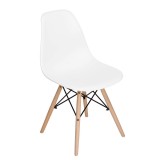 Scaun bucatarie / living fix Rico, lemn + otel + plastic, alb + natur