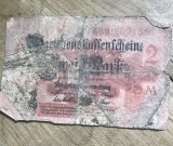 BNKSTR01DE Bancnotă Germania Imperială (WWI) - 2 Mark 1914, Darlehnskassenschein, varianta cu sigiliu rosu