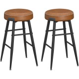 Set 2 scaune de bar VASAGLE EKHO, tapiterie PU, metal, maro caramel