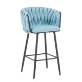 Cumpara ieftin Scaun bar Vivian catifea siel cu picioare din metal negru 57x50x100 cm