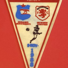 Fanion meci fotbal DINAMO BUCURESTI - DUNDEE UNITED (09.11.1988)