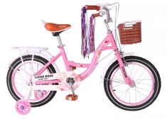 Bicicleta 14 inch pentru fetite cu varsta intre 3-7 ani ,roti ajutatoare ,aparatoare noroi, portbagaj si cosulet, culoare roz foto