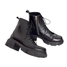 Ghete dama din piele naturala cu talpa usoara Edina Black, 38