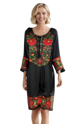 Rochie traditionala dama RL25 negru/rosu , marimea 3XL foto